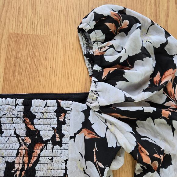 Abercrombie & Fitch Womens Cottage Boho Romantic Floral Ruched Puff Sleeve Top - Picture 6 of 12